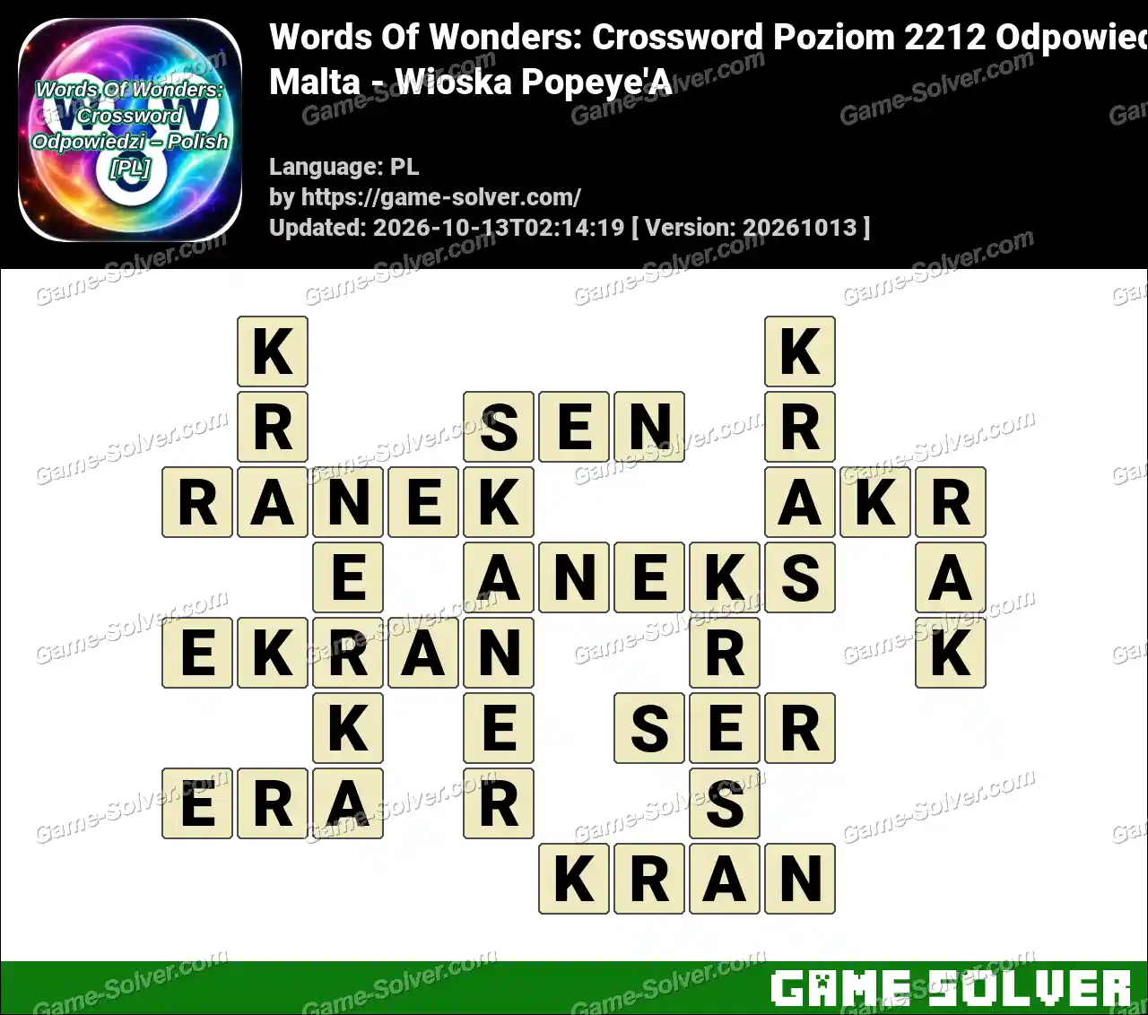 Words Of Wonders: Crossword Poziom 2212 Odpowiedzi – Malta – Wioska Popeye’A